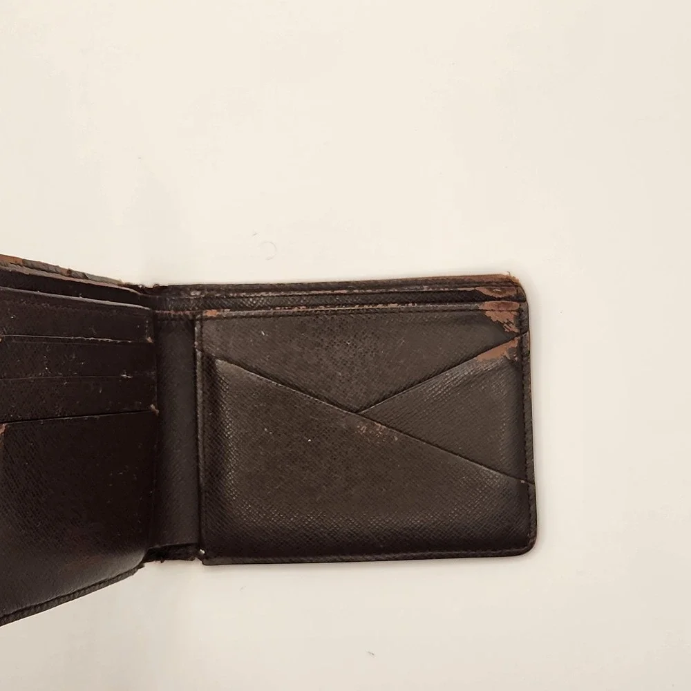 Authentic LOUIS VUITTON Damier Canvas Leather Multiple Bifold Wallet France